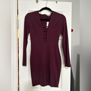 Mini purple long sleeved dress